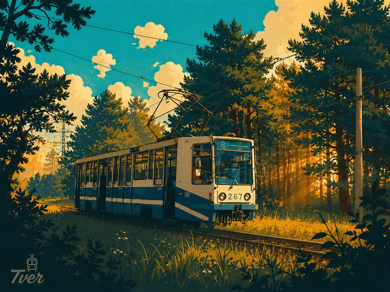 AI-картина: трамвай в Твери